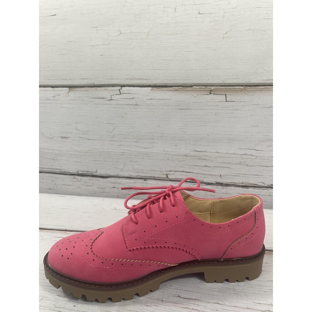 Journee Collection Claudiya Shoes Womens Size 9 Pink Faux Suede Oxford Flats - Picture 2 of 14